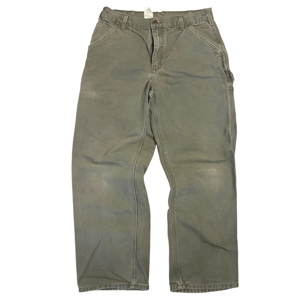 Carhartt B11 MOS Carpenter Pants 33x30 Moss Green Washed Duck Work Dungaree